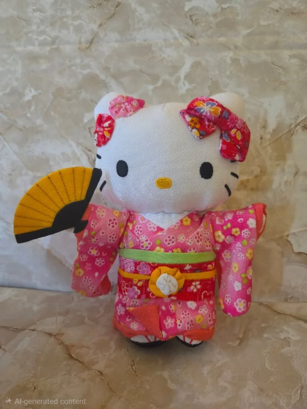 Sanrio Japan Hello Kitty Traditional Chirimen Pink Kimono Collectors Doll